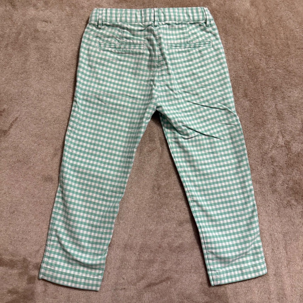 Crewcuts Boys Gingham Chino Pants Green White Size 5 Cotton J.Crew